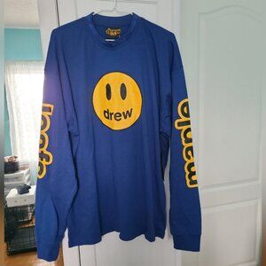 Leafs X Justin Bieber Drew House Blue Smiley Long Sleeved Mock Neck Shirt L